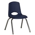 ECR4®Kids 14(H) Plastic Stack Chair w/ Chrome Legs & Nylon Swivel Glides, Navy, 6/Pack