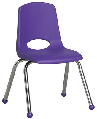ECR4®Kids 14(H) Plastic Stack Chair With Chrome Legs & Ball Glides, Purple, 6/Pack