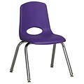 ECR4®Kids 14(H) Plastic Stack Chair w/ Chrome Legs & Nylon Swivel Glides, Purple, 6/Pack