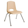 ECR4®Kids 14(H) Plastic Stack Chair w/ Chrome Legs & Nylon Swivel Glides, Sand, 6/Pack