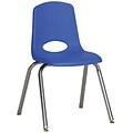 ECR4®Kids 16(H) Plastic Stack Chair w/Chrome Legs & Nylon Swivel Glides, Blue, 6/Pack