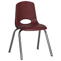 ECR4®Kids 16(H) Plastic Stack Chair With Chrome Legs & Nylon Swivel Glides, Burgundy, 6/Pack