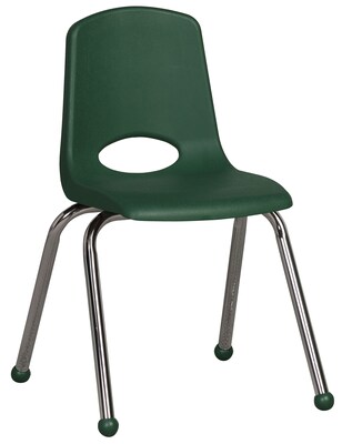 ECR4®Kids 16(H) Plastic Stack Chair With Chrome Legs & Ball Glides, Green, 6/Pack