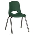 ECR4®Kids 16(H) Plastic Stack Chair With Chrome Legs & Nylon Swivel Glides, Green, 6/Pack