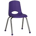 ECR4®Kids 16(H) Plastic Stack Chair w/ Chrome Legs & Ball Glides, Purple, 6/Pack