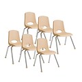 ECR4®Kids 16(H) Plastic Stack Chair With Chrome Legs & Ball Glides; Sand, 6/Pack