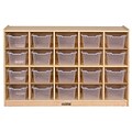 ECR4®Kids 20 Tray Birch Storage Cabinet With 20 Clear Bins, Natural