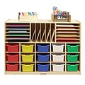ECR4®Kids Multi-Section Birch Storage Cabinet With 15 Assorted Bins, Natural