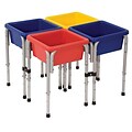 ECR4®Kids 4 Station Square Sand and Water Play Table With Lids; Blue/Red/Yellow