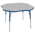 ECR4®Kids 48 Clover Activity Table With Standard Legs & Swivel Glide, Gray/Blue/Blue