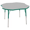 ECR4®Kids 48 Clover Activity Table With Standard Legs & Swivel Glide, Gray/Green/Green
