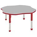 ECR4®Kids 48 Clover Activity Table With Chunky legs & Standard Glide, Gray/Red/Red