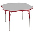 ECR4®Kids 48 Clover Activity Table With Standard Legs & Swivel Glide, Gray/Red/Red