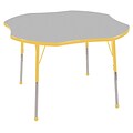 ECR4®Kids 48 Clover Activity Table With Standard Legs & Ball Glide, Gray/Yellow/Yellow