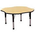 ECR4®Kids 48 Clover Activity Table With Chunky legs & Standard Glide, Maple/Black/Black