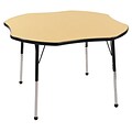 ECR4®Kids 48 Clover Activity Table With Standard Legs & Ball Glide, Maple/Black/Black