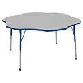 ECR4®Kids 60 Flower Activity Table With Standard Legs & Ball Glide, Gray/Blue/Blue