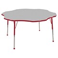 ECR4®Kids 60 Flower Activity Table With Standard Legs & Ball Glide, Gray/Red/Red