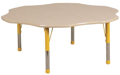 ECR4®Kids 60 Flower Activity Table With Chunky legs & Standard Glide, Maple/Maple/Yellow