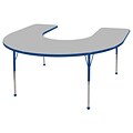 ECR4®Kids 60 x 66 Horseshoe Activity Table With Standard Legs & Ball Glide, Gray/Blue/Blue