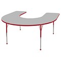ECR4®Kids 60 x 66 Horseshoe Activity Table With Toddler Legs & Ball Glide, Gray/Red/Red