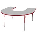 ECR4®Kids 60 x 66 Horseshoe Activity Table With Toddler Legs & Swivel Glide, Gray/Red/Red