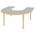 ECR4®Kids 60 x 66 Horseshoe Activity Table With Chunky legs & Standard Glide, Gray/Yellow/Yellow
