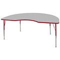 ECR4®Kids 48 x 72 Kidney Activity Table With Standard Legs & Swivel Glide; Gray/Red/Red