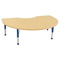 ECR4®Kids 48 x 72 Kidney Activity Table With Chunky legs & Standard Glide, Maple/Maple/Blue