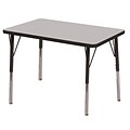 ECR4®Kids 30 x 72 Rectangular Activity Table With Standard Legs & Swivel Glide, Gray/Black/Black