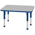 ECR4®Kids 24 x 36 Rectangular Activity Table With Chunky legs & Standard Glide; Gray/Blue/Blue