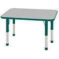 ECR4®Kids 24 x 36 Rectangular Activity Table With Chunky legs & Standard Glide; Gray/Green/Green