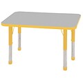 ECR4®Kids 24 x 36 Rectangular Activity Table With Chunky legs & Standard Glide; Gray/Yellow/Yellow