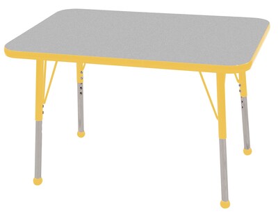 ECR4®Kids 24 x 36 Rectangular Activity Table With Toddler Legs & Ball Glide; Gray/Yellow/Yellow