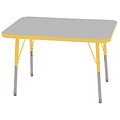 30”x48” Rectangular T-Mold Activity Table, Grey/Yellow/Toddler Swivel