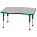ECR4®Kids 24 x 48 Rectangular Activity Table With Chunky legs & Standard Glide; Gray/Green/Green