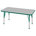 ECR4®Kids 24 x 48 Rectangular Activity Table With Toddler Legs & Ball Glide; Gray/Green/Green