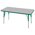 ECR4®Kids 24 x 48 Rectangular Activity Table With Standard Legs & Swivel Glide; Gray/Green/Green
