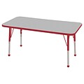 ECR4®Kids 24 x 48 Rectangular Activity Table With Toddler Legs & Ball Glide; Gray/Red/Red