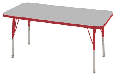 ECR4®Kids 24 x 36 Rectangular Activity Table With Toddler Legs & Swivel Glide; Gray/Red/Red
