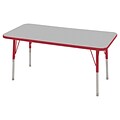 ECR4®Kids 24 x 48 Rectangular Activity Table With Toddler Legs & Swivel Glide; Gray/Red/Red