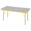 ECR4®Kids 24 x 48 Rectangular Activity Table With Toddler Legs & Ball Glide; Gray/Yellow/Yellow