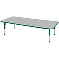 ECR4®Kids 24 x 72 Rectangular Activity Table With Chunky legs & Standard Glide, Gray/Green/Green