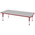 ECR4®Kids 24 x 72 Rectangular Activity Table With Chunky legs & Standard Glide, Gray/Red/Red