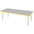ECR4®Kids 24 x 72 Rectangular Activity Table With Standard Legs & Swivel Glide, Gray/Yellow/Yellow