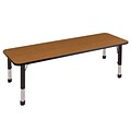 ECR4®Kids 24 x 72 Rectangular Activity Table With Chunky legs & Standard Glide, Oak/Black/Black