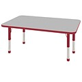 30”x48” Rectangular T-Mold Activity Table, Grey/Red/Chunky
