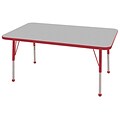 30”x48” Rectangular T-Mold Activity Table, Grey/Red/Toddler Ball