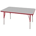 30”x48” Rectangular T-Mold Activity Table, Grey/Red/Toddler Swivel