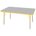 ECR4®Kids 24 x 60 Rectangular Activity Table With Standard Legs & Ball Glide; Gray/Yellow/Yellow